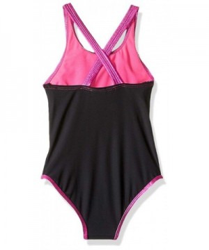 Little Girls' One Piece Swimsuit with Fun Prints - Black - CS18G8AK3HR