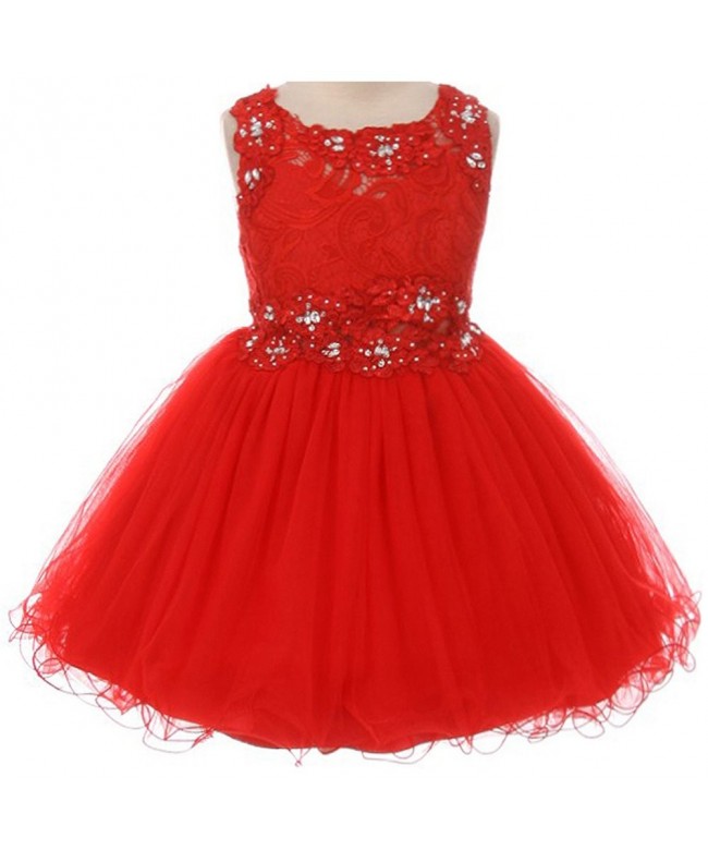 Lace Bodice Rhinestone See-Through Waist Mini Skirt Flower Girl Dress ...