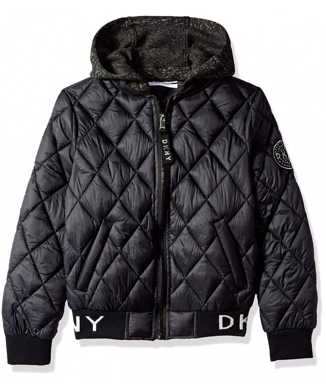 DKNY Quilted Bomber Jacket Fleece