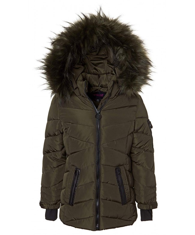 Girls' Heavy Quilt Lined Fashion Winter Jacket Coat Fur Trimmed Hood ...