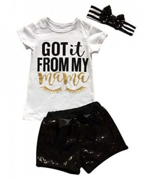 Letters T Shirt Sequins Shorts Headbands