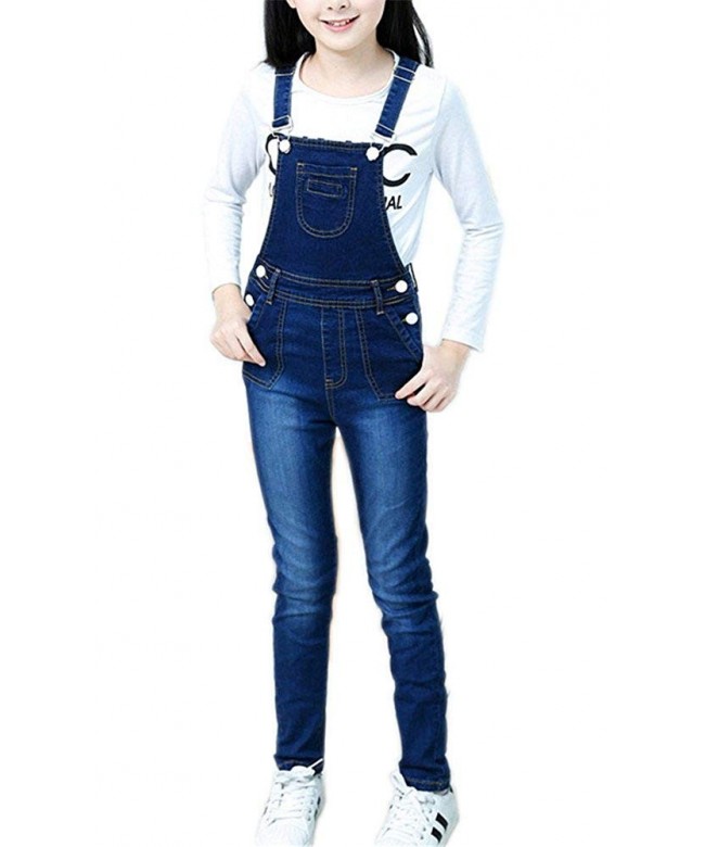 Girls Big Kid Adjustable Strap Long Jeans Cotton Suspender Denim Bib Overalls 1P 