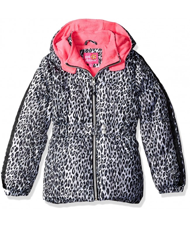 Girls' Cheetah Print Puffer Jacket - White - C412IUZY1YT