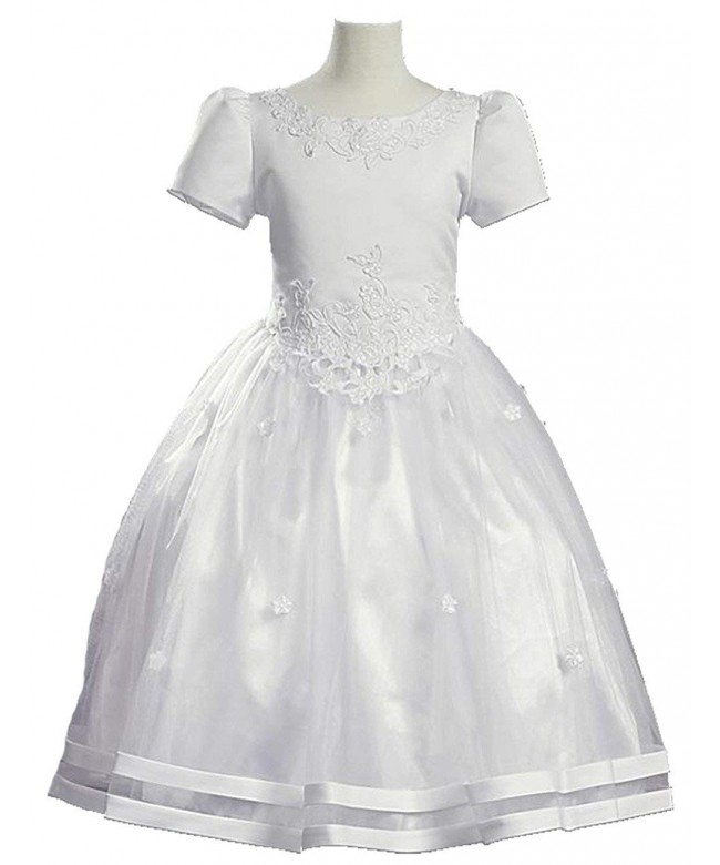 White Satin Communion Baptism Dress