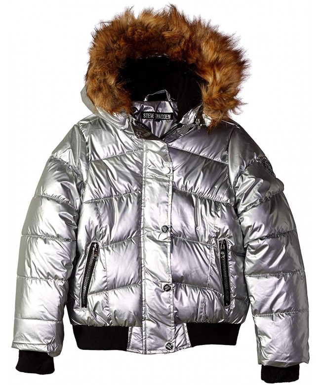 Girls' Fashion Puffer Jacket - Silver - C6180KEZ7CX