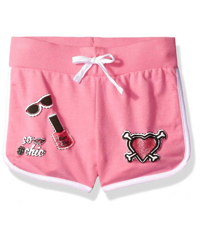 Girls' French Terry Short with Screened Patches - Aurora Pink - CO12NVDSP72