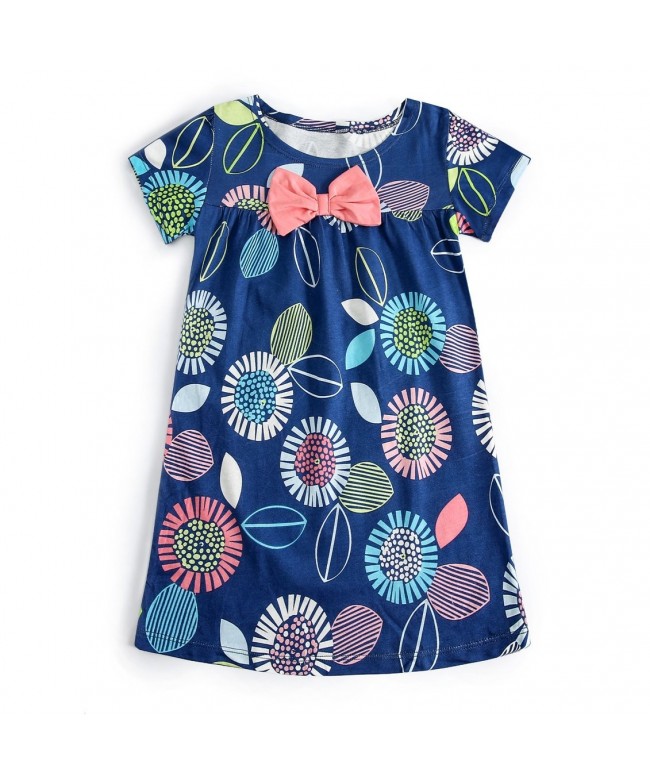 Girls Summer Casual Dress Cotton Short-Sleeved Cute Cartoon T-Shirt ...