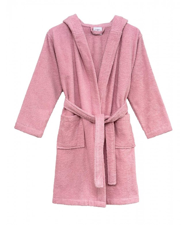 Girls Robe - Kids Hooded Cotton Terry Bathrobe - Made in Turkey - Coral ...