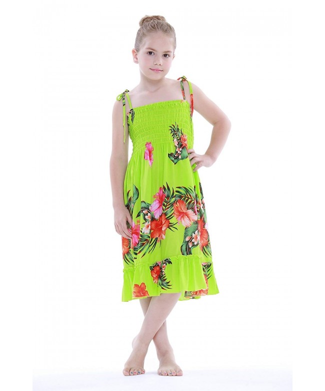 Girl Lime Green Floral Hawaiian Luau Dress in Various Styles - Lime ...