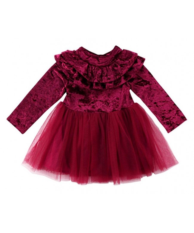 stylesilove Little Sleeve Ruffle Burgundy