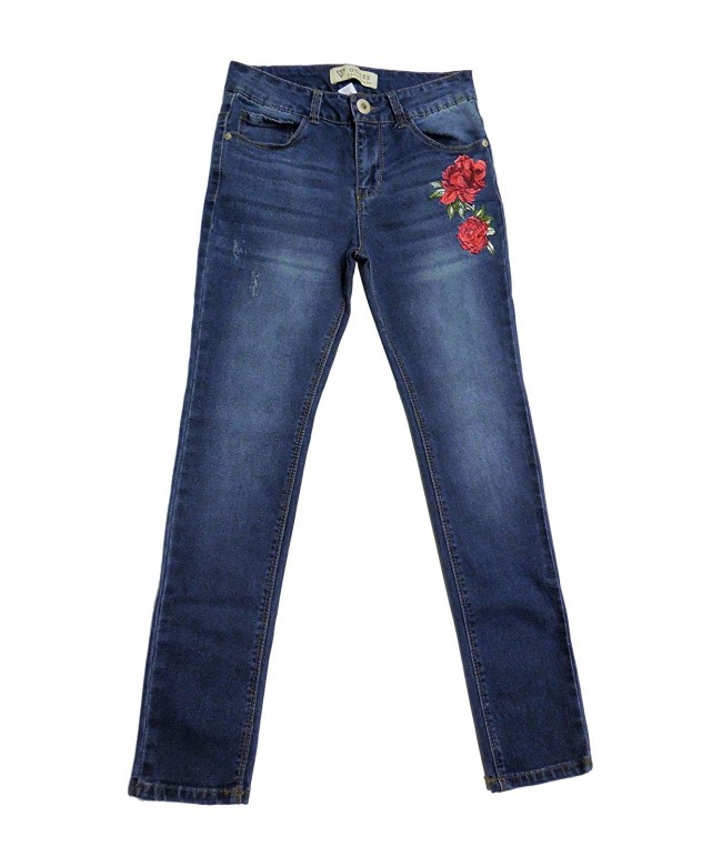 Guess Girls Floral Embroidered Skinny
