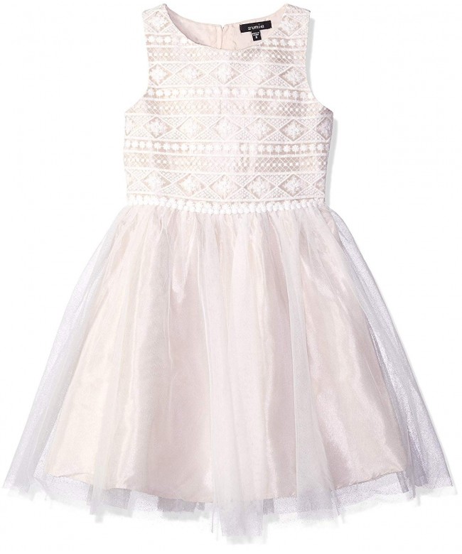 ZUNIE Girls Sleeveless Embroidered Ballerina