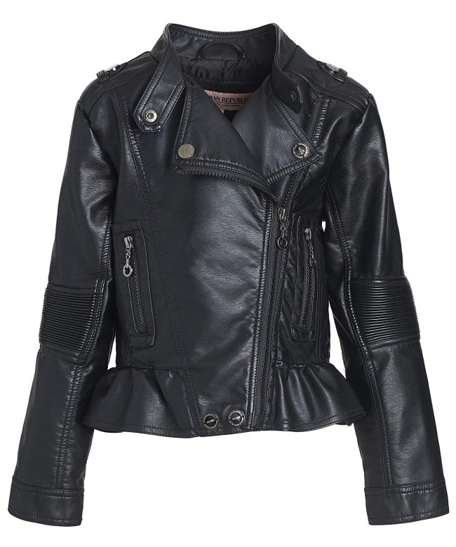 Toddler & Big Girls Faux Leather Motorcycle Moto Biker Jacket - Black ...