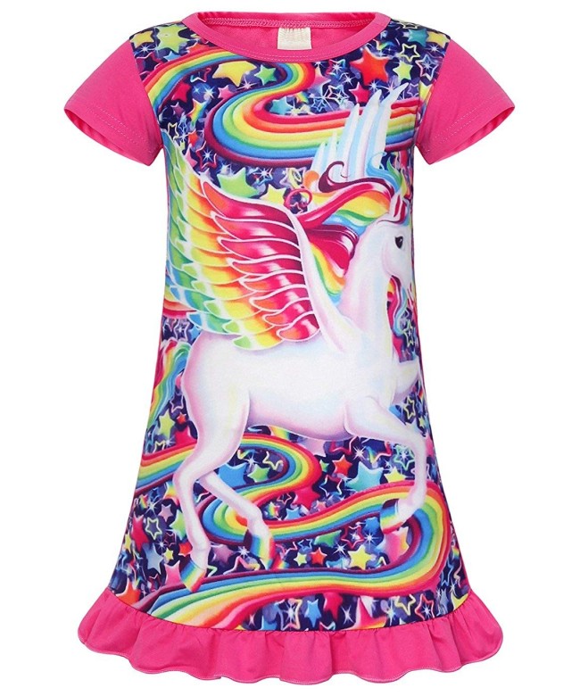 AmzBarley Unicorn Nightgown Rainbow Sleepwear