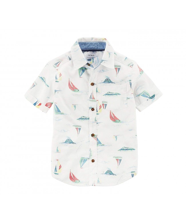 Carters Short Sleeve Woven Button