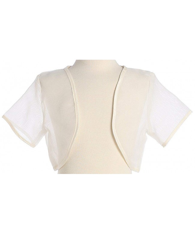 Girls Ivory Organza Bolero Jacket