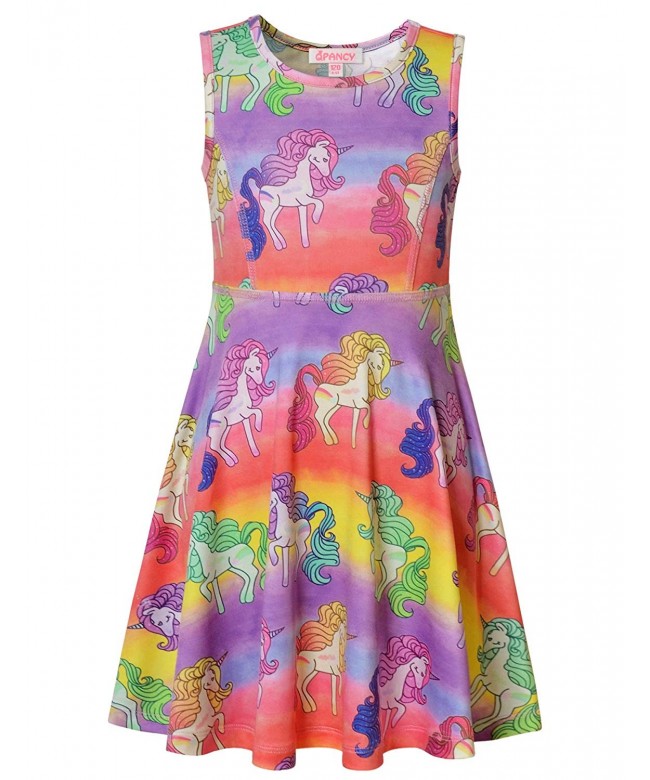 Girls Sleeveless Dresses Unicorn Outfits Clothes for Kids - Rainbow ...