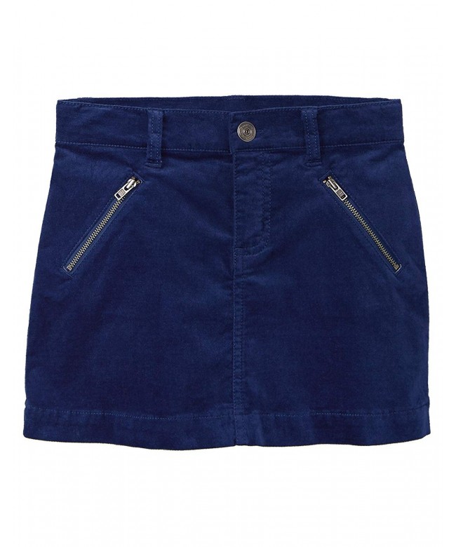 Girls' Little Velveteen Skirt - Navy - C8187YLML9I