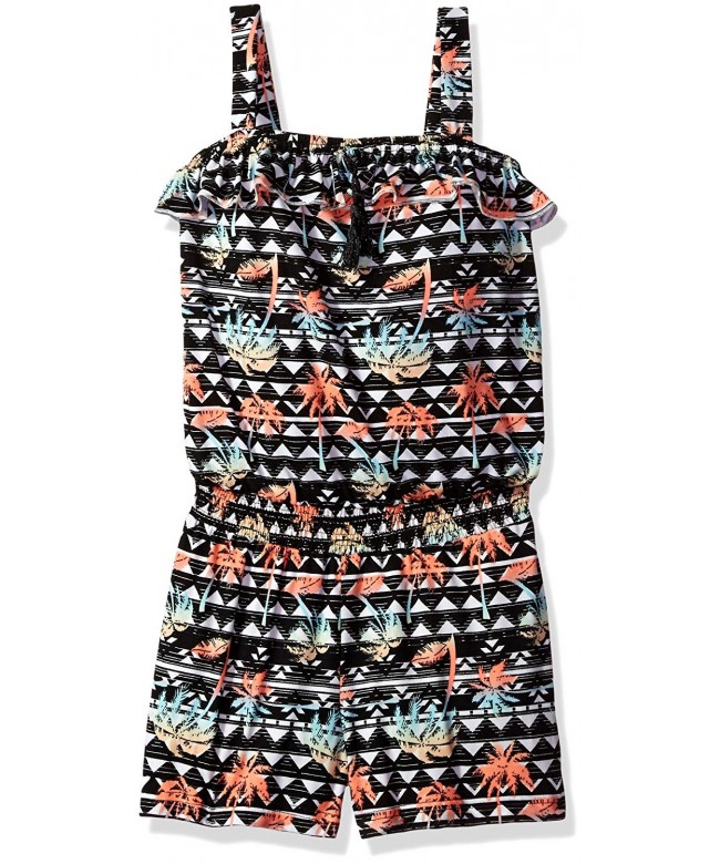 Little Girls Printed Soft Knit Romper - Black/White Multi - CE17XHQZ3ZN