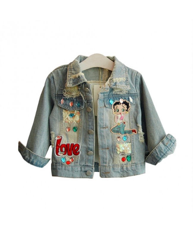 Verypoppa Cartoon Embroidery Distressed Outwear