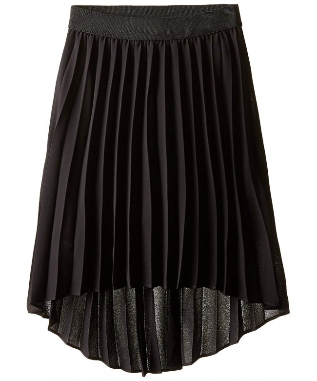 Girls' Picture Perfect High-Low Pleated Chiffon Skirt - Black - CP11YKJMKWF