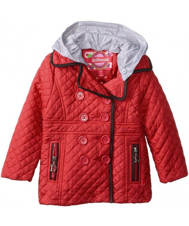 Little Girls' Quilted Jacket with Removable Hood - Lollipop - CY11KBF575J