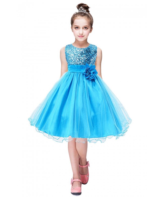 Girls Flower Flower Sequin Princess Tutu Tulle Birthday Party Dress ...