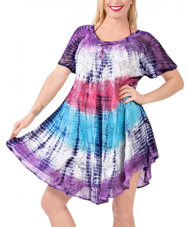 Women Hawaiian Cover ups Maxi Tunic Loose Summer Beach Dress Tie Dye ...