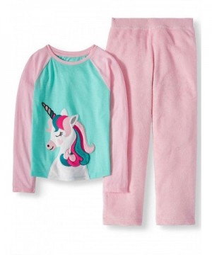 Girls' 2 Piece Cozy Unicorn Graphic Top and Loose Fit Pant Sleepwear ...