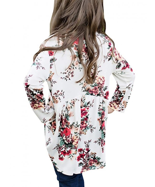 Girls T Shirts Casual Cute Floral Tops Long Sleeve Swing Blouses Fall ...