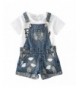 Chumhey Little Embroidered Ripped Shortalls