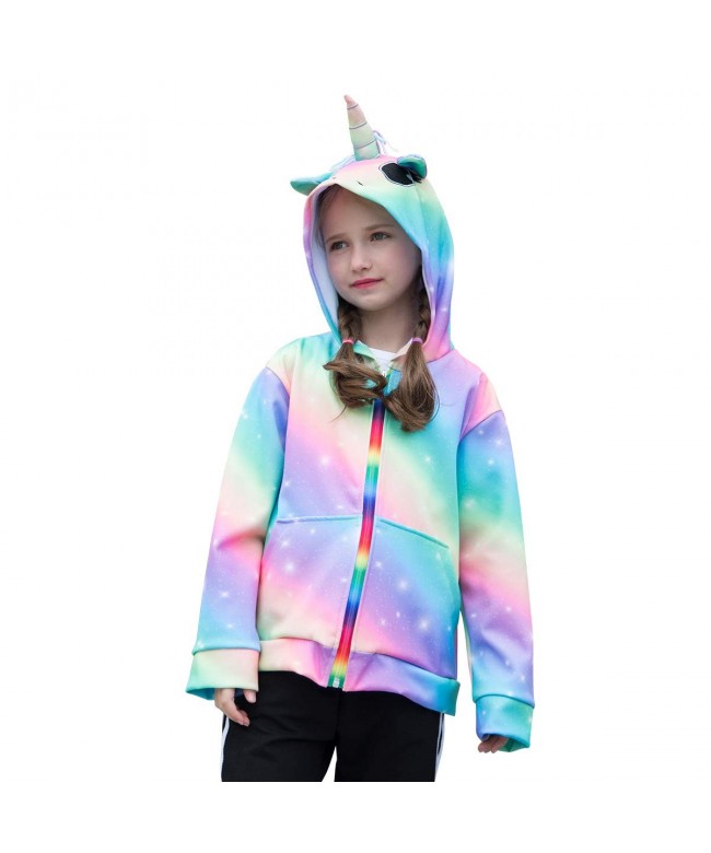 Rainbow Unicorn Sweatshirt Clothes Pockets