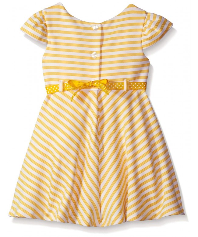 Girls' Textured Ottoman Striped Knit Dress with Daisy - Yellow ...