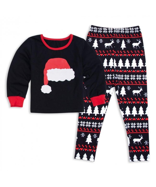 Christmas Family Matching Pajama PJ Sets Holiday Family PJs Santa Hat