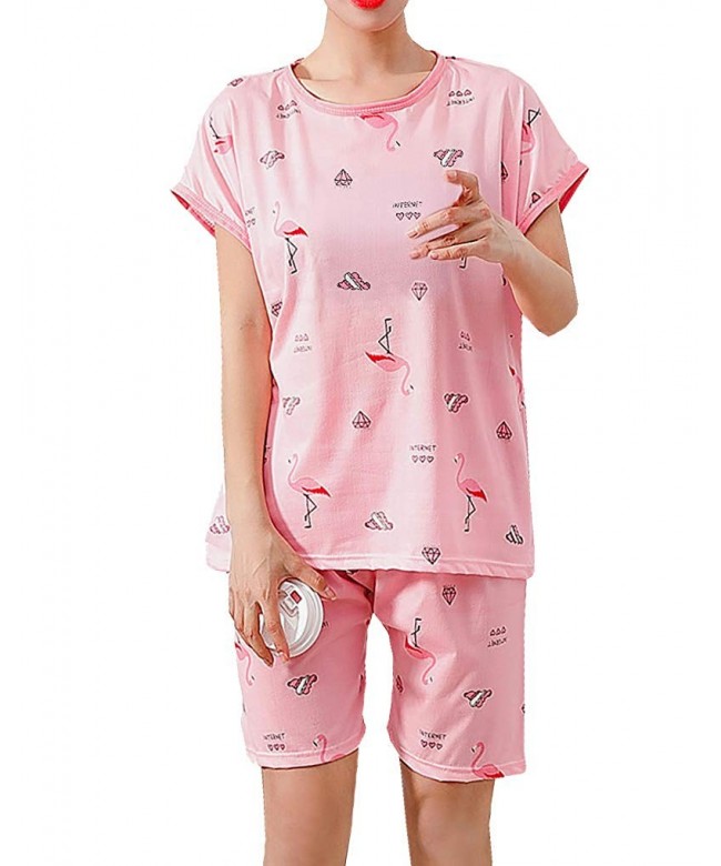 Hupohoi Summer Flamingo Cartoon Sleepwear