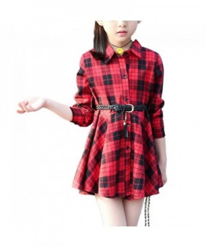 Girls Casual Check Collar Button