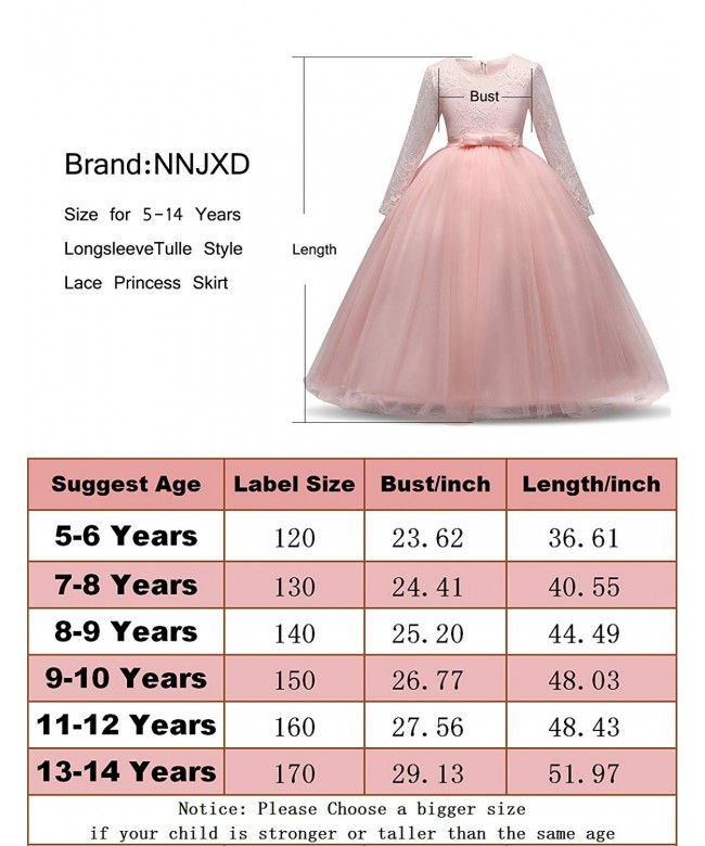Girl Lace Tulle Floor Length Bridesmaid Dance Ball Gown Dress for 5-14 ...