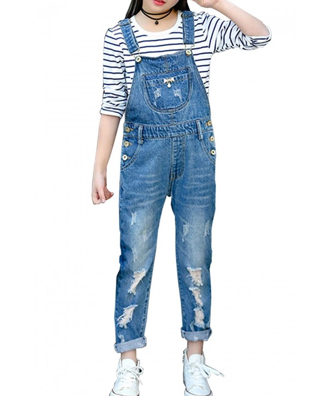 LAVIQK Distressed Overalls Strecthy Ripped