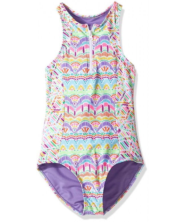 Big Girls' Candy Land One Piece High Neck Crop Top Swimsuit - Dablia ...