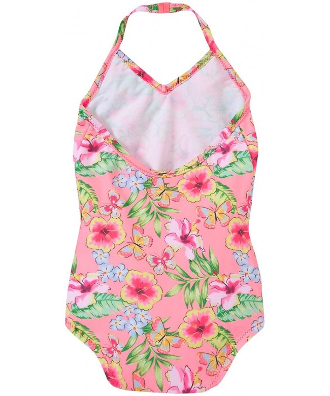 Girls' Tropical Swimsuit - Bright Pink - CQ120EKLYLB
