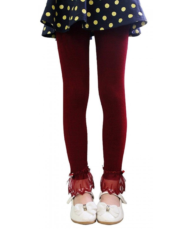 Girls Solid Leggings Ribbon Bowknot