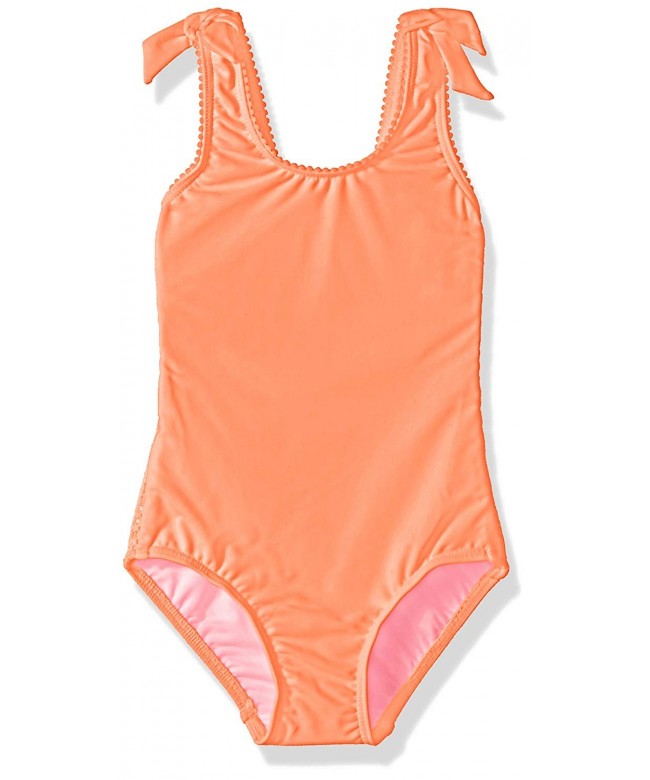 Girls' Tie Shoulder Tank One Piece Swimsuit - Peach Pearl - CH18CDGLM8D