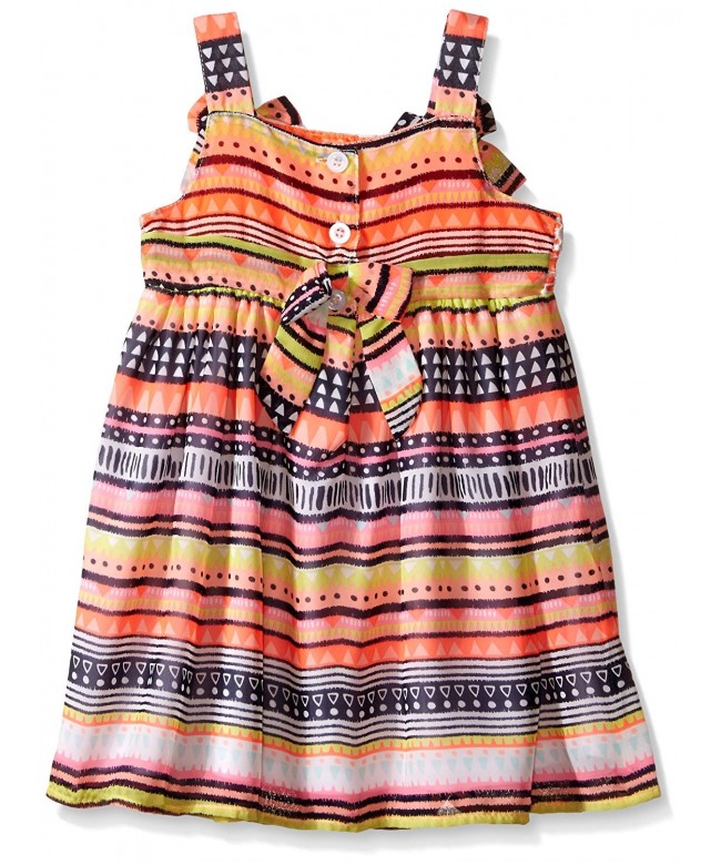 Little Girls' Neon Aztec Stripe Sundress - Multicolor - CW12B2ESV5P