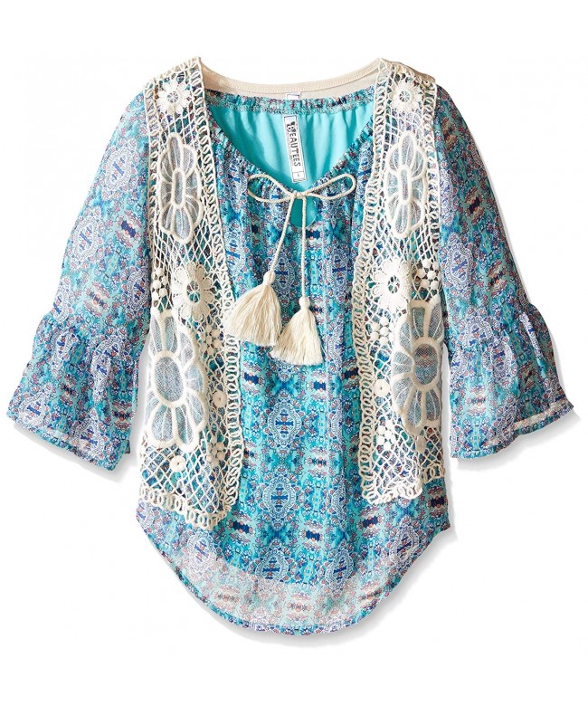 Beautees Girls Lace Vest Print