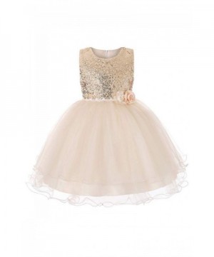 YMING Flower Sequin Princess Sleeveless