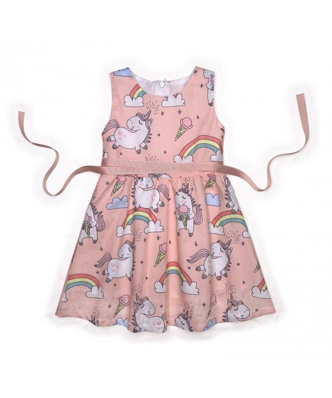 Girls Woven Sleeveless Dress - Unicorn - C418ED4KQCR