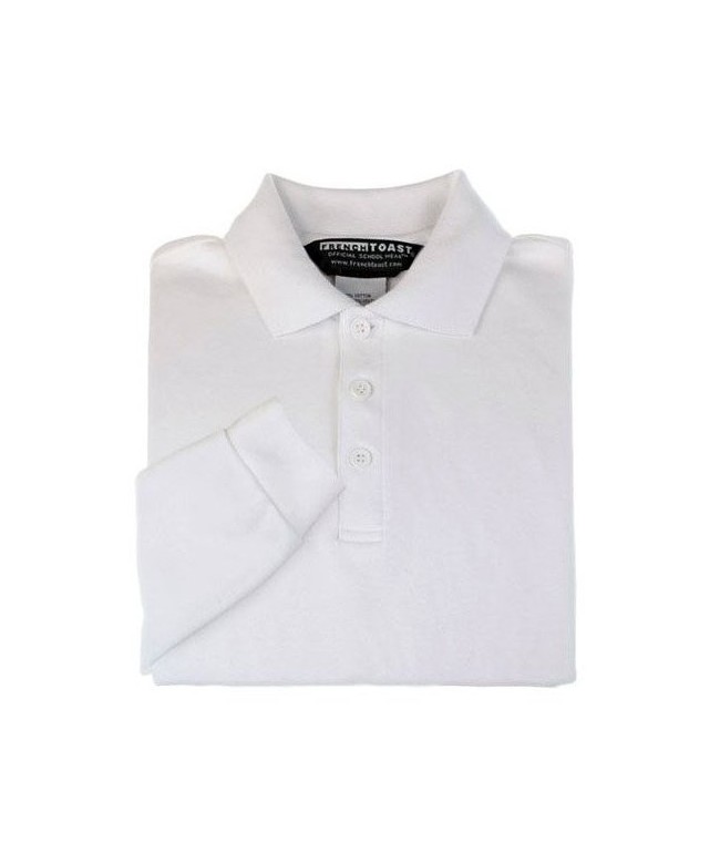 School Uniform Boys Long Sleeve Interlock Knit Polo Shirt - White ...