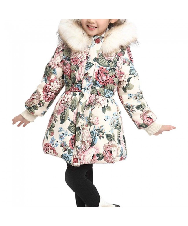 Girls Floral Quilted Padded Winter