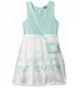 Beautees Girls Sleeveless Embroidered Tulle