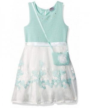 Beautees Girls Sleeveless Embroidered Tulle